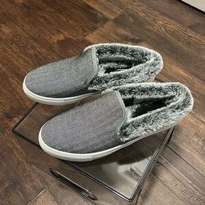 Cloudwalkers BY Avenue  Wide Fit Markie Tweed Faux Trim Slip on Shoes Si…